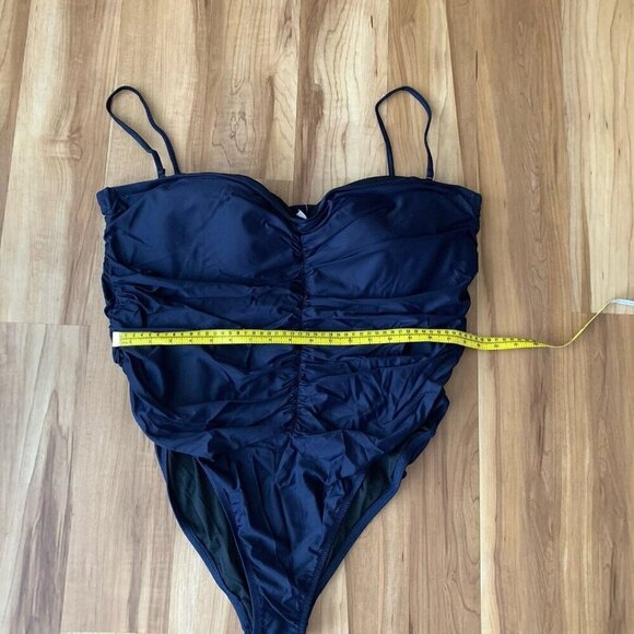 J. Crew Ruched Navy Blue One Piece Swimsuit Bathing Suit Size 24 NWT - Picture 3 of 9